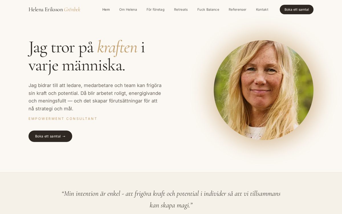 Förstasidan för helenaeg.se