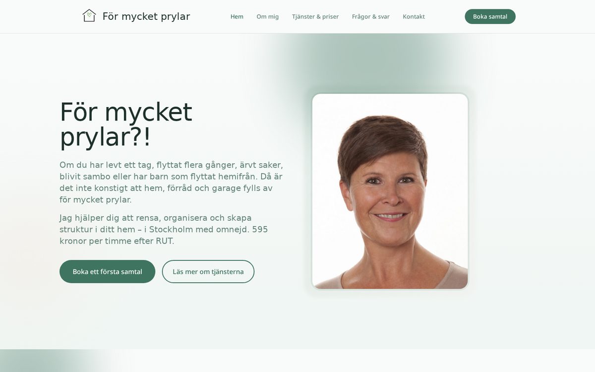 Förstasidan för formycketprylar.se