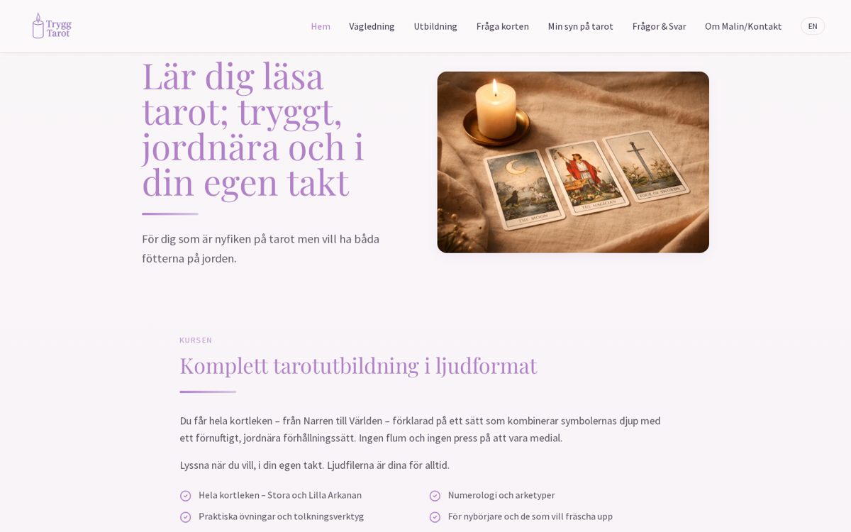 Förstasidan för tryggtarot.se